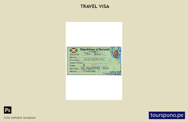Plantilla de visa de entrada a Burundi lista para imprimir